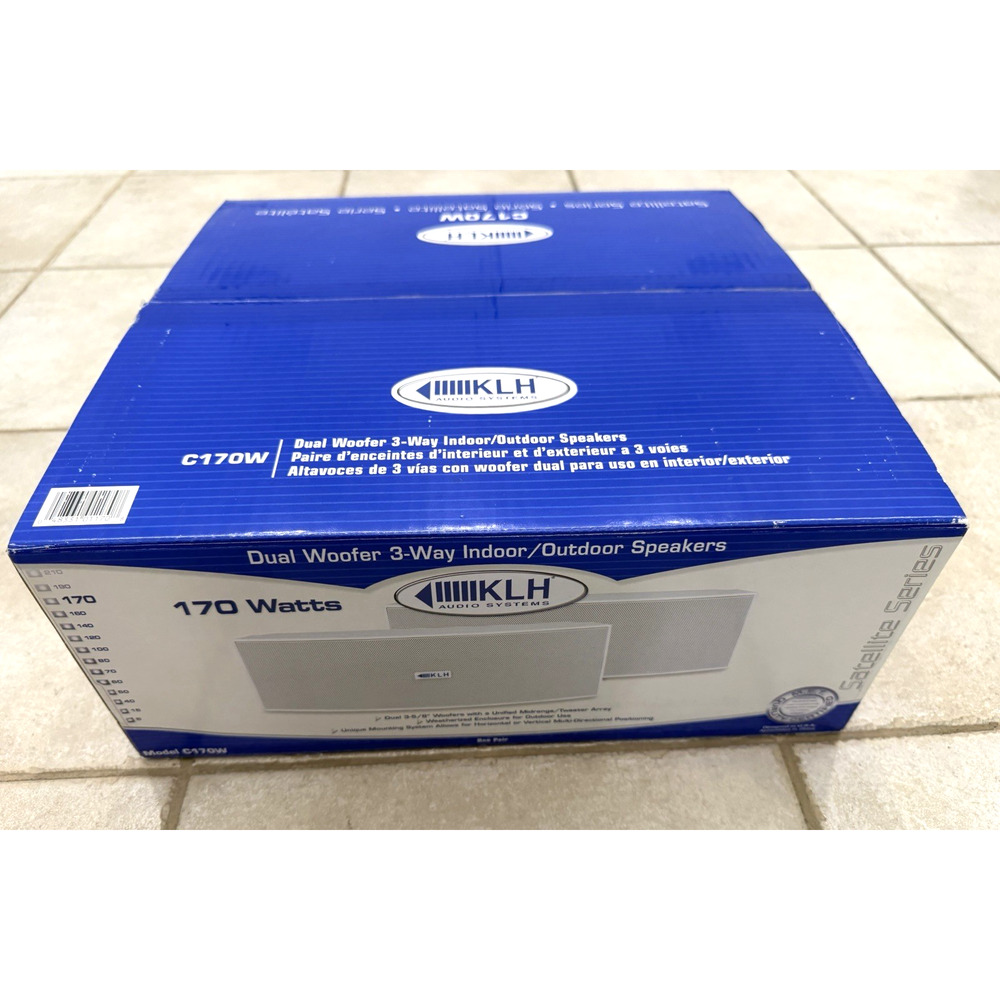 NEW Open Box KLH 3-Way Indoor Outdoor Speaker 170W Model C170W - *only 1 speaker